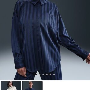 Nike sportswear oversized jacquard striped button down shirt
